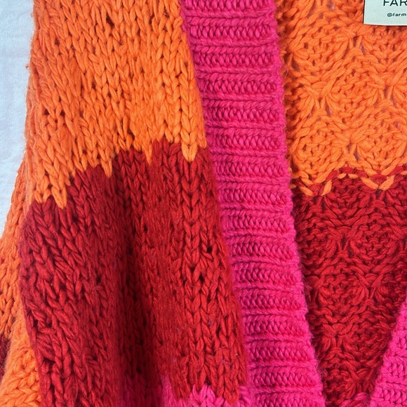 Farm Rio  Chunky Rainbow Stripe Colorblocked Chunky Cardigan Small - Picture 9 of 12